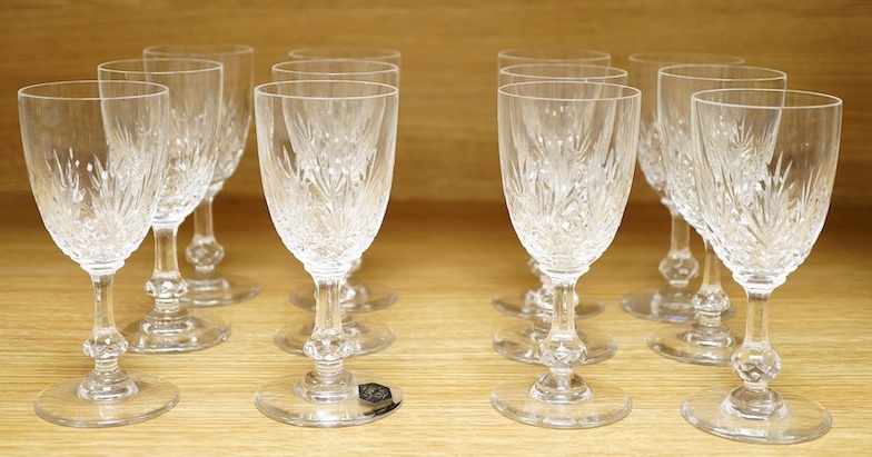 Twelve Massenet wine glasses by the French cristallerie of St Louis, 13cm high. Condition - good